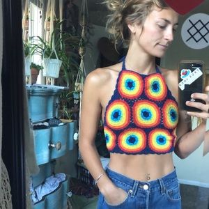 Colorful crotchet halter